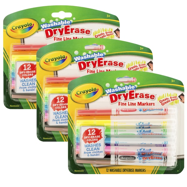 Crayola Washable Dry Erase Markers, Assorted Colors, PK36 985912 Zoro